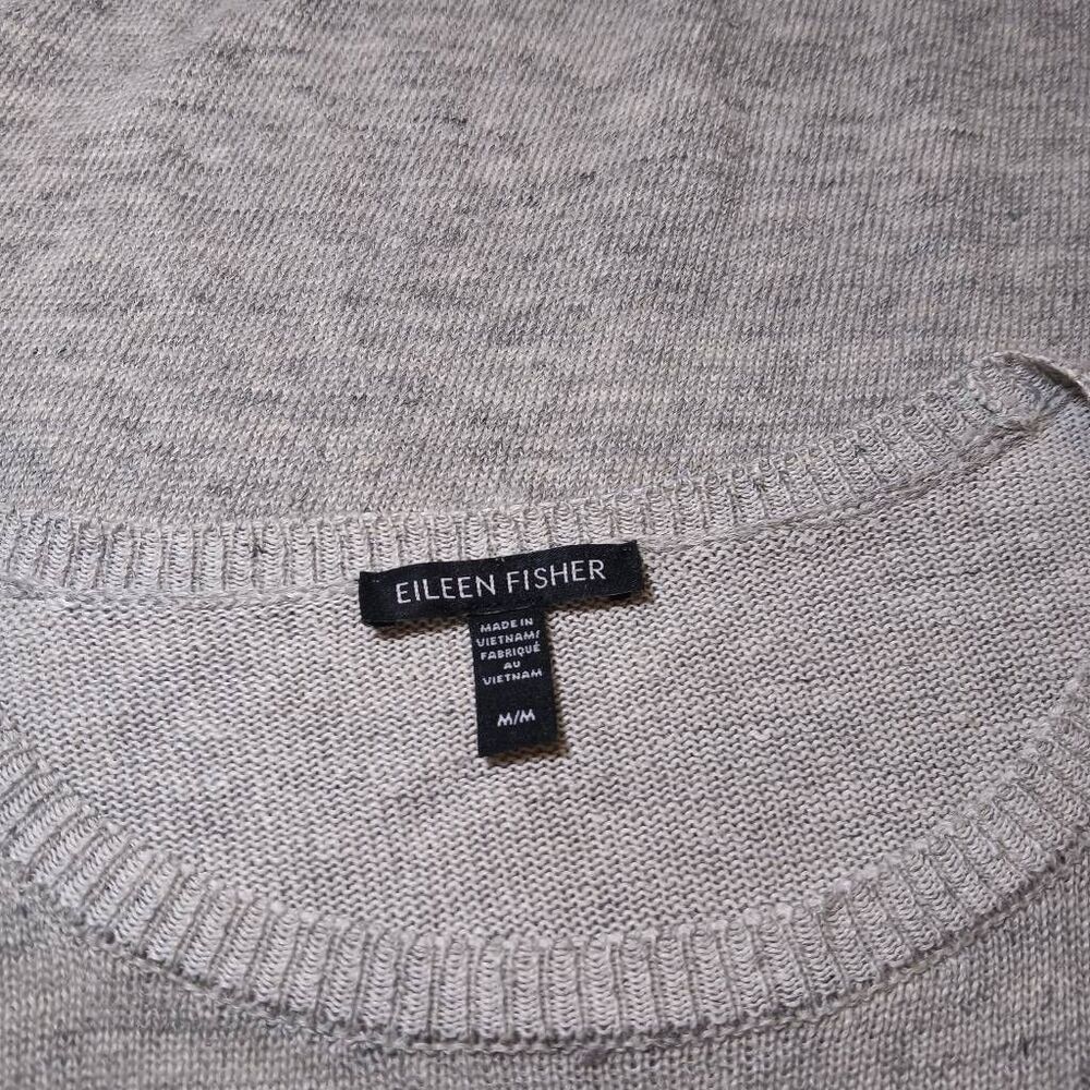 Eileen fisher womens medium 100% organic linen gray knit slouchy spring shirt - Picture 6 of 9